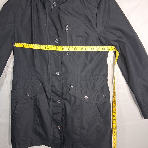Women's Small London Fog "Bells and Whistles" Black Mesh Lined Rain Jacket/Coat - Picture 6 of 14